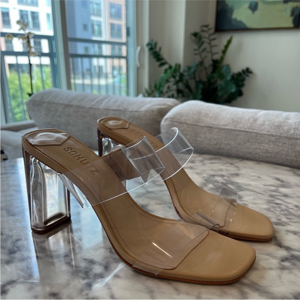 SCHUTZ clear heel size 8